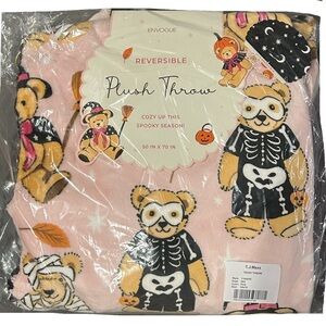 enVogue Reversible Plush Throw Blanket – Halloween Teddy Bear 50″×70″ BNIB
